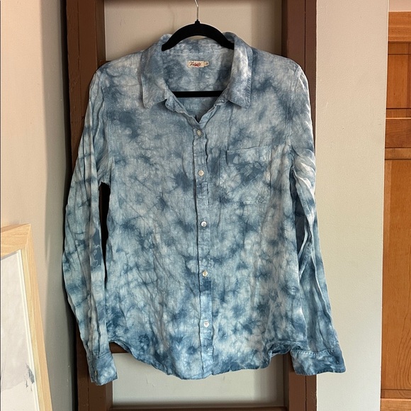 Faherty Malibu Tie Dye Linen Button Down Top - Picture 1 of 4